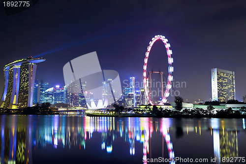 Image of Singapore city skyline at night