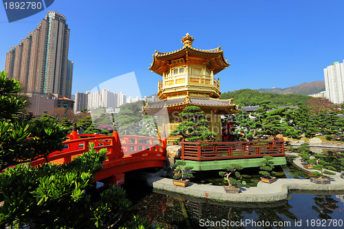 Image of gold pavilion in chinese garden