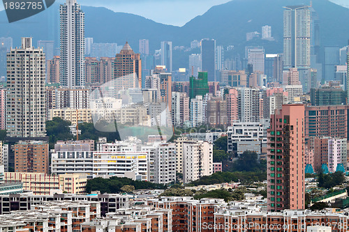 Image of crowded building in Hong Kong