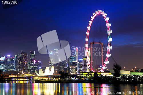 Image of Singapore city skyline at night
