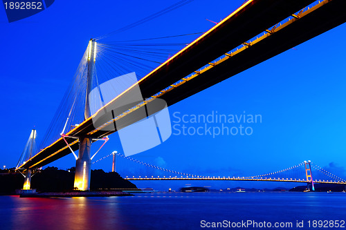 Image of Ting Kau Bridge in Hong Kong at night