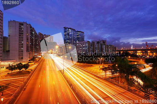 Image of traffic in Hong Kong at night