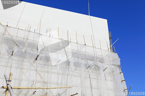 Image of bamboo scaffolding in construction site