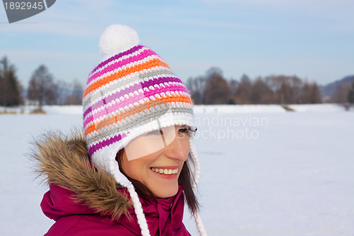 Image of Smiling girl in cold weather