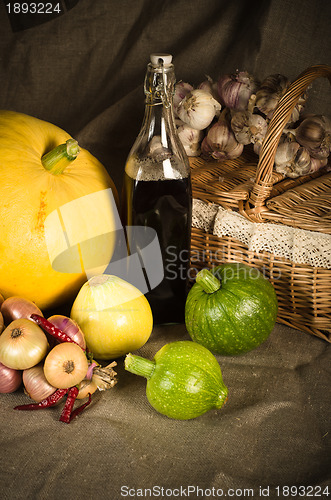 Image of Still-life with vegetables in rural style