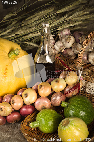 Image of Still-life with vegetables in rural style