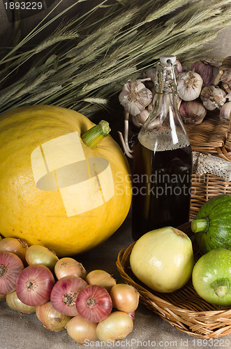 Image of Still-life with vegetables in rural style