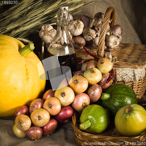 Image of Still-life with vegetables in rural style