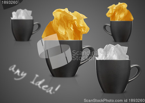 Image of Crumpled papers and coffee