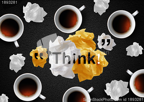Image of Crumpled papers and coffee