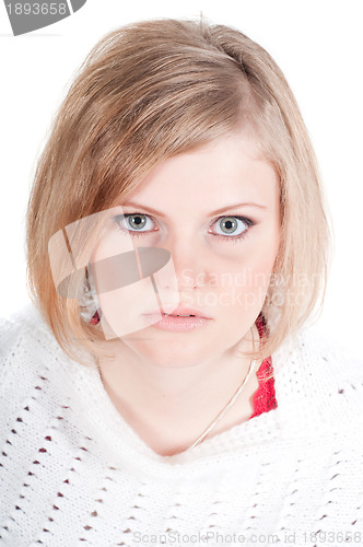 Image of Portrait of beautiful serious blond