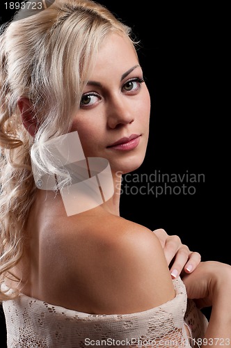 Image of Girl on black background