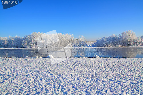 Image of white ice on winter river