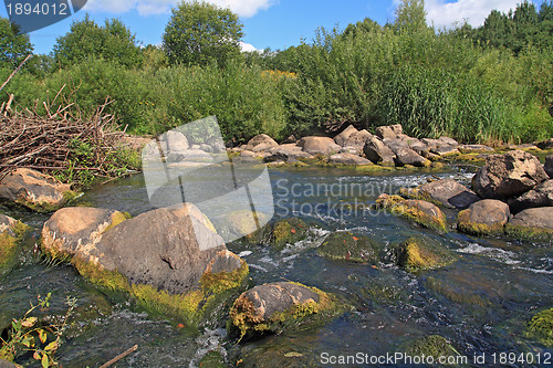 Image of quick river flow amongst stone 