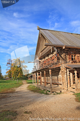 Image of old wooden house in village 