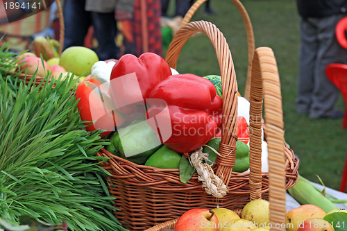 Image of red pepper on rural market