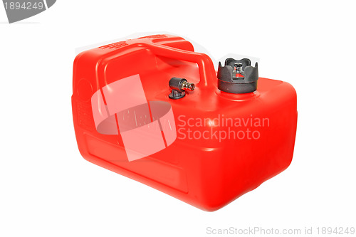 Image of red jerry can on a white background
