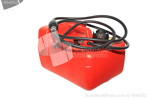 Image of red jerry can on a white background