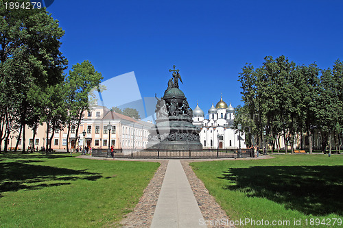 Image of monument of the millennium to Russia in Great Novgorod 