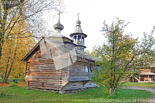 Image of aging orthodox chapel in village 