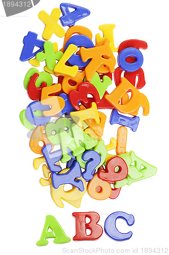 Image of  ABC lettering near plastic alphabet letters  