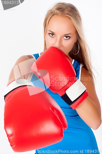 Image of Pretty girl with boxing gloves