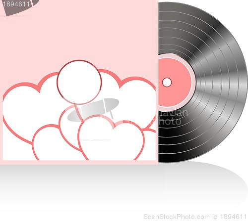 Image of vinyl in cover with red love heart