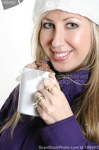 Image of Woman with a chocolate beverage