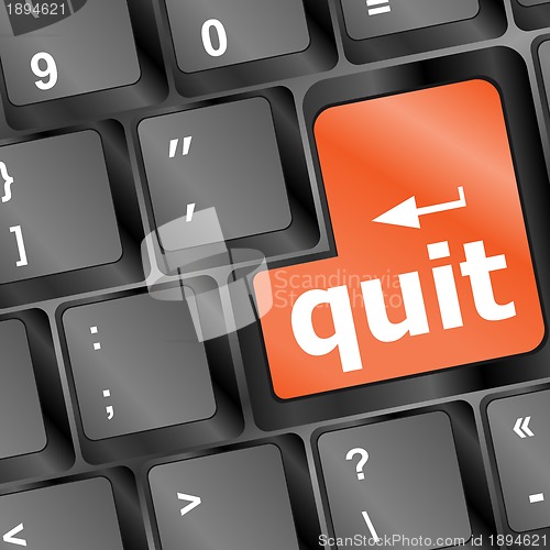 Image of quit button on black internet computer keyboard