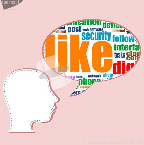Image of social media words on man head - vector concept