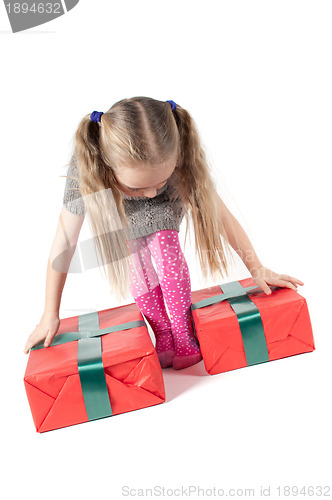 Image of Beautiful girl with christmas presents