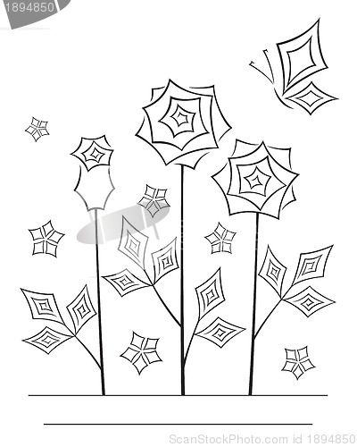 Image of Artistic angular flower line art card