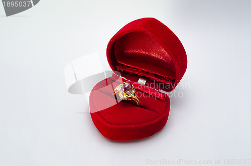 Image of Ruby Gold Ring in the Red Box