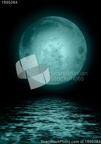 Image of Full moon reflected in water