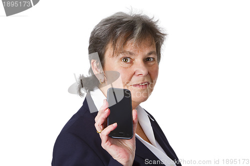 Image of Successful female senior with cellphone