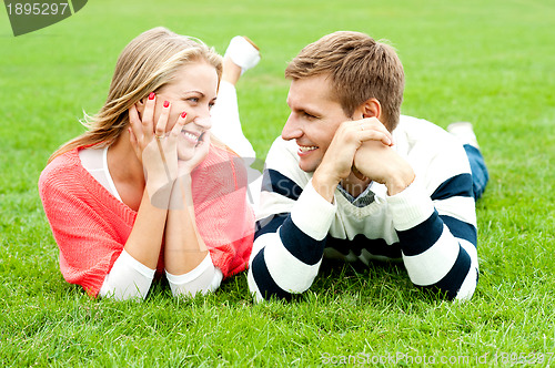 Image of Admiring love couple lost in each other
