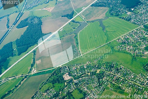 Image of aerial view of houses and...