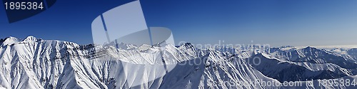 Image of Panorama of winter mountains in nice day