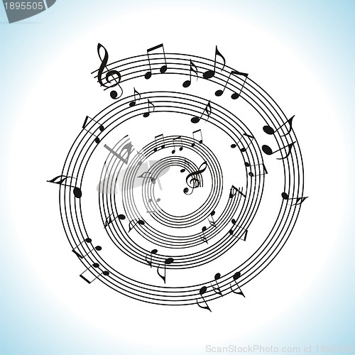 Image of abstract music background with musical notes on white