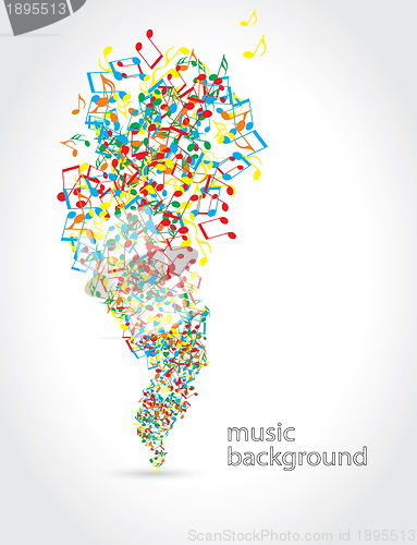 Image of abstract music background with musical notes on white