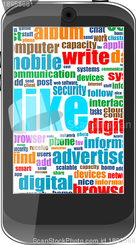 Image of Business and financial words on tablet pc screen