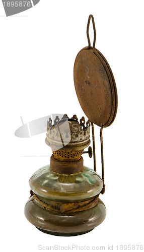 Image of Rusty retro kerosene lamp isolated on white 