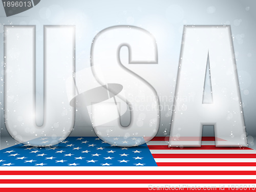 Image of USA Glass Letters with Flag Background