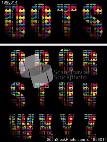 Image of Alphabet Dots Color on Black Background