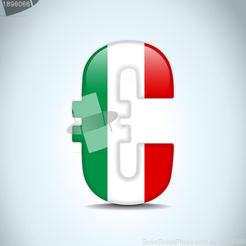 Image of Euro Symbol with Italy Flag