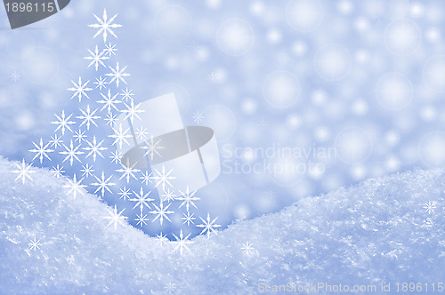 Image of Detail of snowdrift and Christmas tree