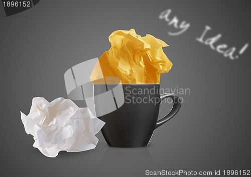 Image of Crumpled papers and coffee