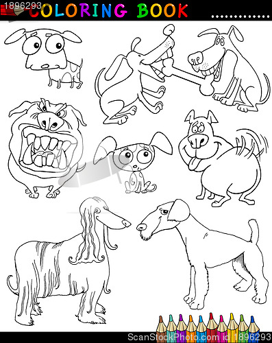 Image of Cartoon Dogs for Coloring Book or Page