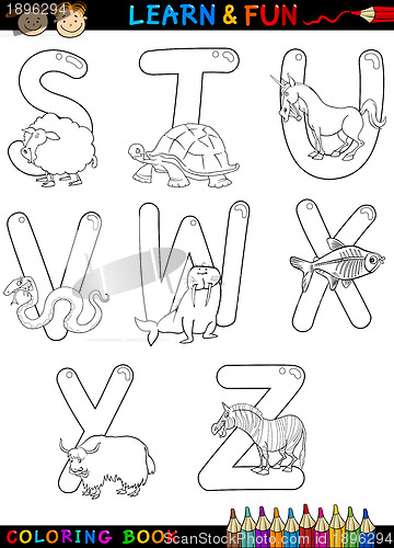 Image of Cartoon Alphabet with Animals for coloring