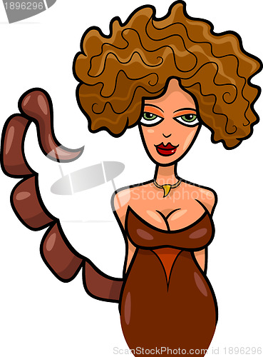 Image of woman cartoon illustration scorpio sign